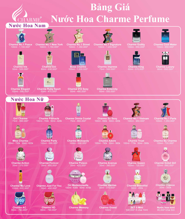 Bảng giá nước hoa Charme 2022 7 bảng giá nước hoa charme 2022