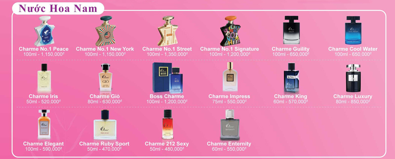 Bảng giá nước hoa Charme 2022 8 bảng giá nước hoa charme nam 2022